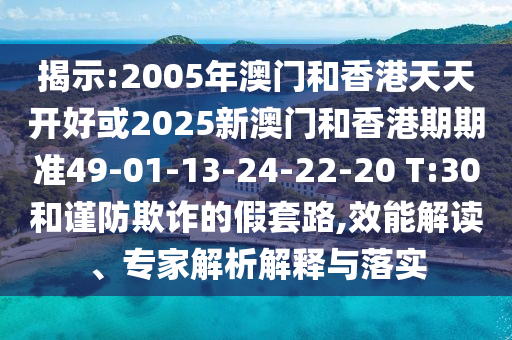 揭示:2005年澳門和香港天天開好或2025新澳門和香港期期準(zhǔn)49-01-13-24-22-20 T:30和謹(jǐn)防欺詐的假套路,效能解讀、專家解析解釋與落實(shí)